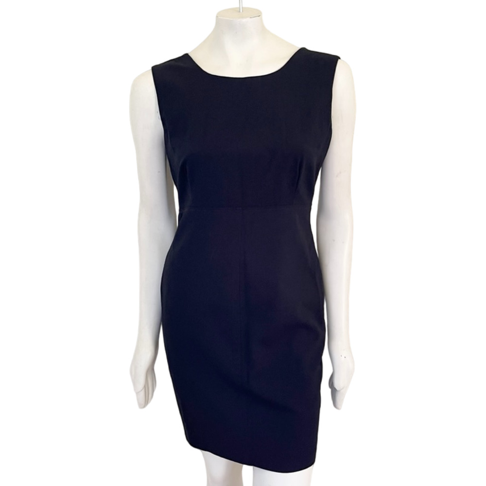 VTG PHILIPPE ADEC PARIS Pure Wool Sheath Dress in Black Low back Above knee SZ 8